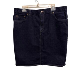 Lauren Ralph Lauren Denim Pencil Skirt Sz 16 Blue Jean Stretch Dark Wash Pockets